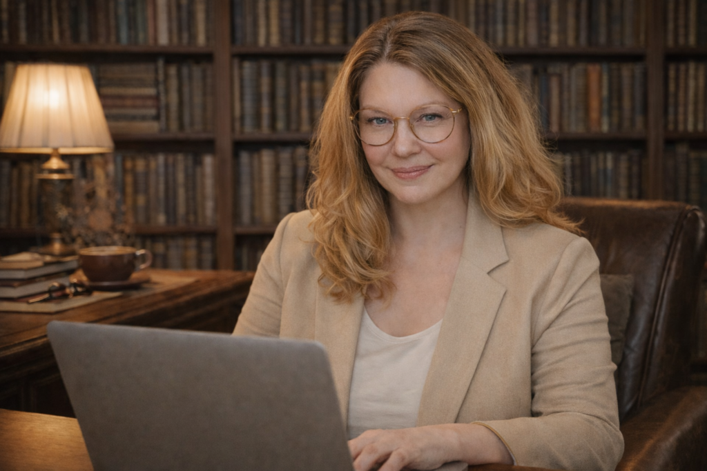 Žena u stolu s notebookem